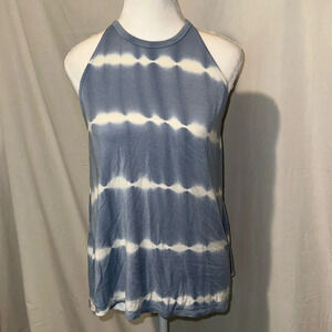 women's gray blue & white tie dye Ginger G high neck Tank Top size small